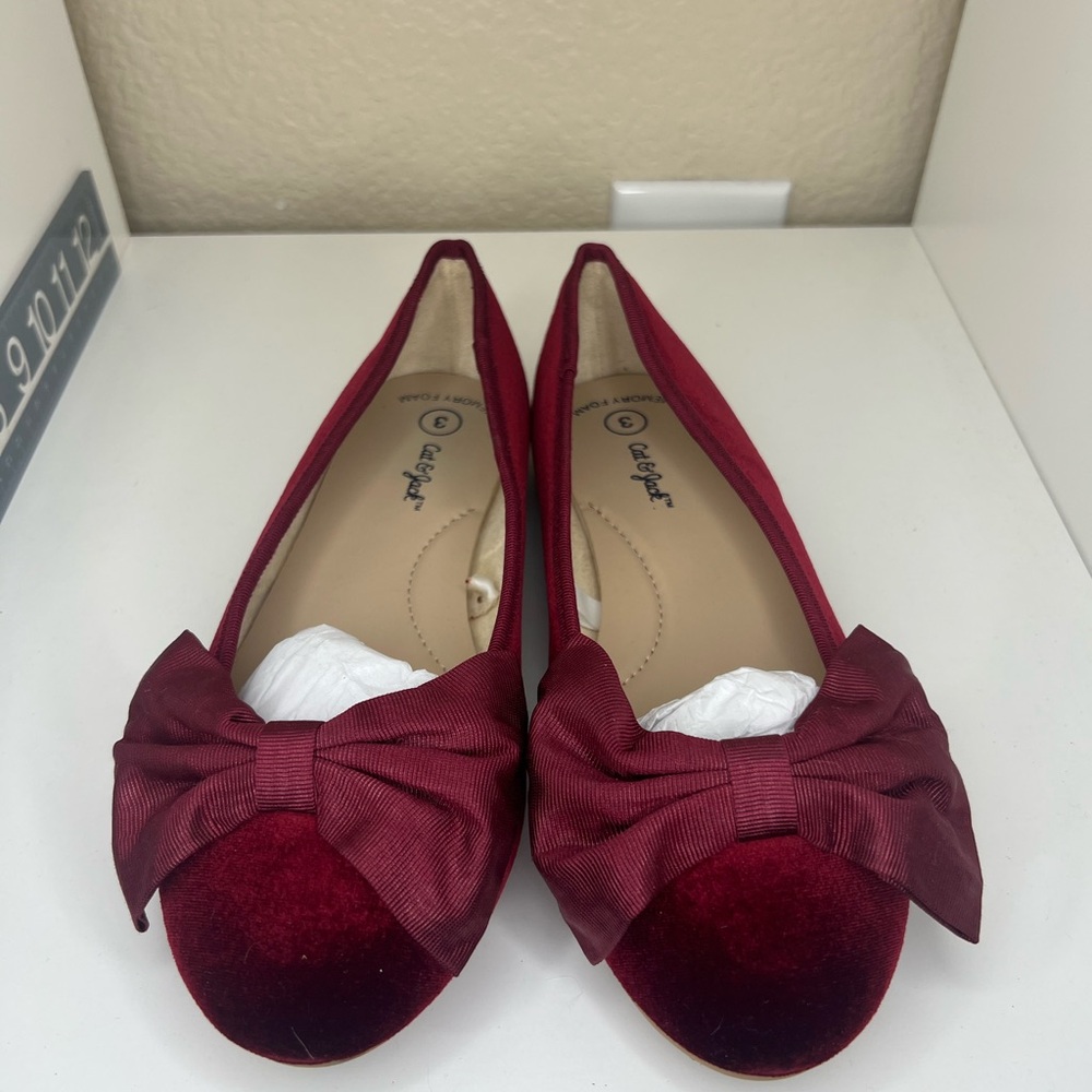 Cat & Jack Girls' Perla Ballet Flats - Red 3